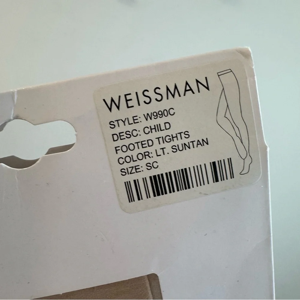 NWT‎ Weissman Girls Footed Tights Light Suntan Size SC